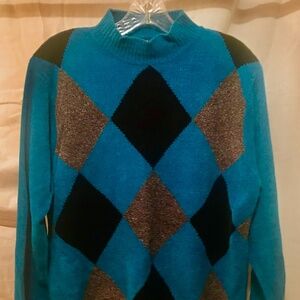 Lovely Turquoise Fun Diamond Sweater